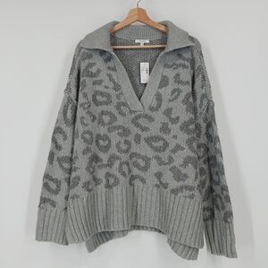 Maurices Animal Print V Neck Sweater